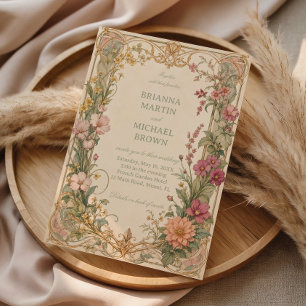 Vintage-Wildblumen-Botanik Einladung