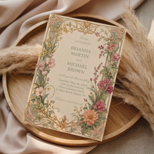 Vintage-Wildblumen-Botanik Einladung