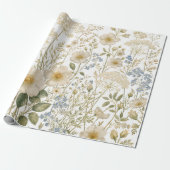 Vintage-Wildblumen-Botanik-Muster Geschenkpapier (Ungerollt)