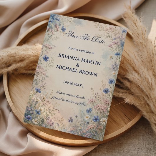 Vintage-Wildblumen-Botanik Save The Date