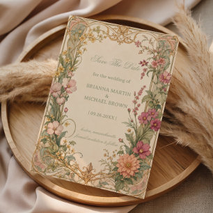 Vintage-Wildblumen-Botanik Save The Date