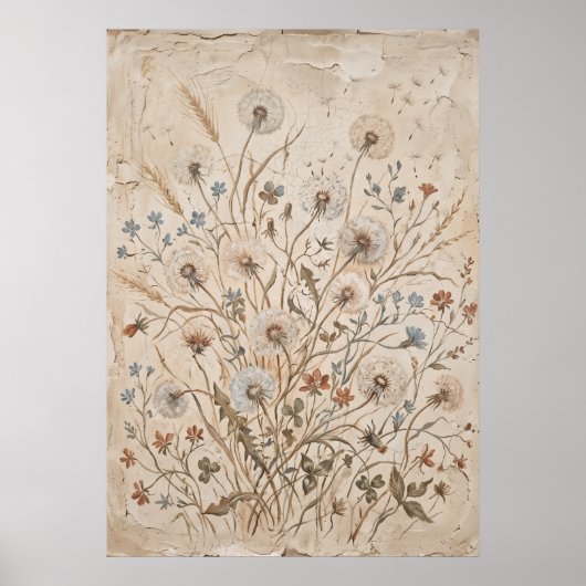 Vintage-Wildblumen-Botanikposter Poster (Vorne)