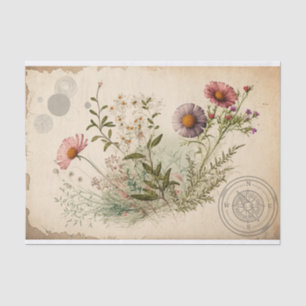 Vintage-Wildblumen-Decoupage  Seidenpapier