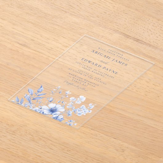 Vintage Wildblumen Elegante Hochzeit Acryleinladungen (Ablage )