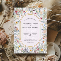 Vintage Wildblumen-Farn-Lavendel-Hochzeit