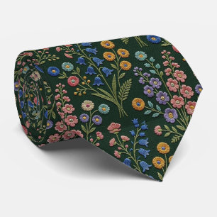 Vintage Wildblumen Faux-Stickerei-Design Krawatte