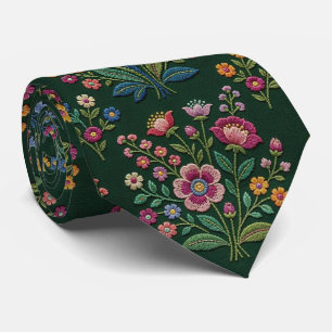 Vintage Wildblumen Faux-Stickerei-Design Krawatte