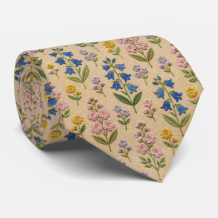 Vintage Wildblumen Faux-Stickerei-Design Krawatte