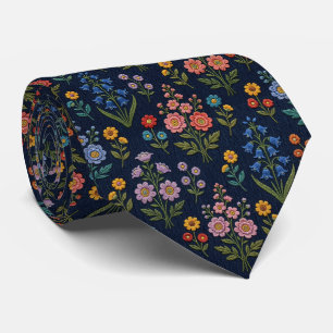 Vintage Wildblumen Faux-Stickerei-Design Krawatte