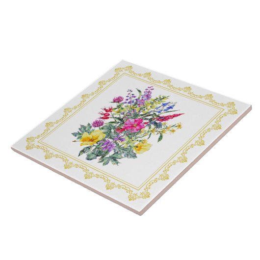 Vintage Wildblumen Fliese (Seite)