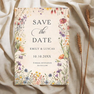 Vintage-Wildblumen-Gartenhochzeit - Heiratsantrag Save The Date