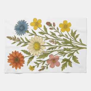 Vintage-Wildblumen Geschirrtuch