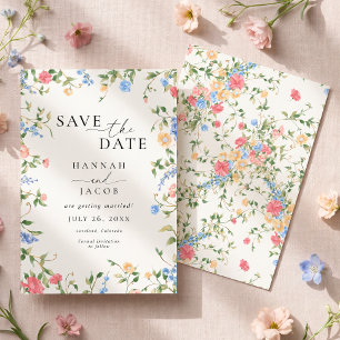 Vintage-Wildblumen-Hochzeit in sanften Pastellfarb Save The Date