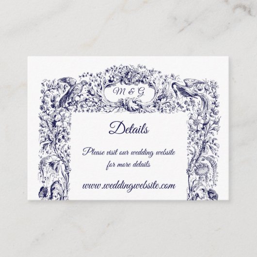 Vintage Wildblumen Hochzeiten von Vögeln und Schme Begleitkarte (Vorderseite)