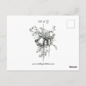 Vintage Wildblumen Hochzeiten von Vögeln und Schme Postkarte (Rückseite)