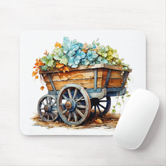 Vintage Wildblumen im Holzwagen Mousepad (Mit Mouse)