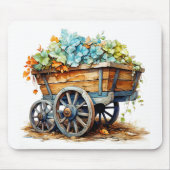 Vintage Wildblumen im Holzwagen Mousepad (Vorne)