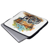 Vintage Wildblumen in einem Holzwagen Laptopschutzhülle (Vorne Knopf)