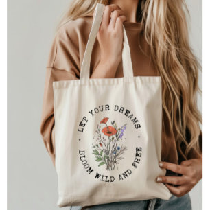 Vintage-Wildblumen Inspirierendes Blumen-Zitat Tragetasche