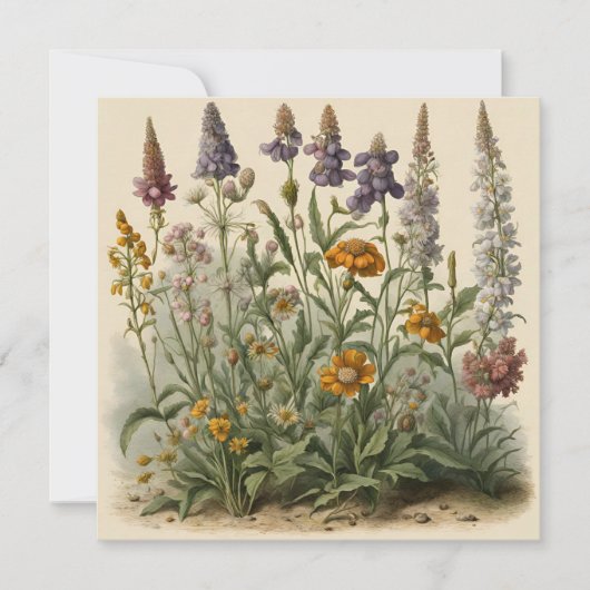 Vintage Wildblumen Karte (Vorderseite)