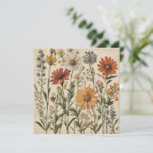 Vintage Wildblumen Karte (Stehend Vorderseite)