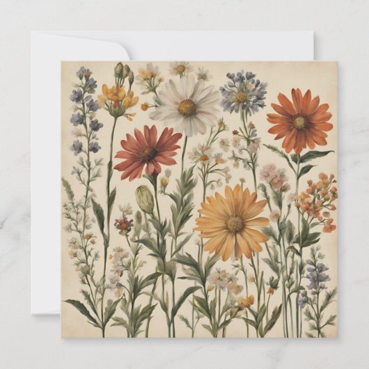 Vintage Wildblumen Karte (Vorderseite)