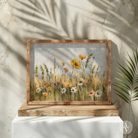 Vintage Wildblumen Landschaft des Acker Poster