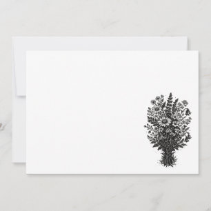 Vintage-Wildblumen-Linolschnitt botanische Blumenk Einladung