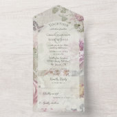 Vintage Wildblumen mit Schmetterling All In One Einladung (Innen Boden)