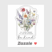 Vintage-Wildblumen mit Zitat - Sei freundlich Aufkleber (Blatt)