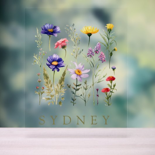 Vintage Wildblumen modern Acrylschild (Neutral)