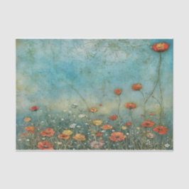 Vintage-Wildblumen-Mohn-Landschaft Seidenpapier