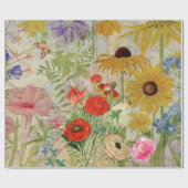Vintage Wildblumen Natur Botanisches Collage Geschenkpapier (Flach)