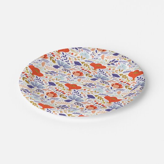 Vintage Wildblumen Pappteller (Schrägansicht)