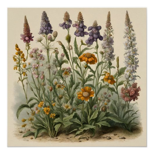 Vintage Wildblumen Poster (Vorderseite)