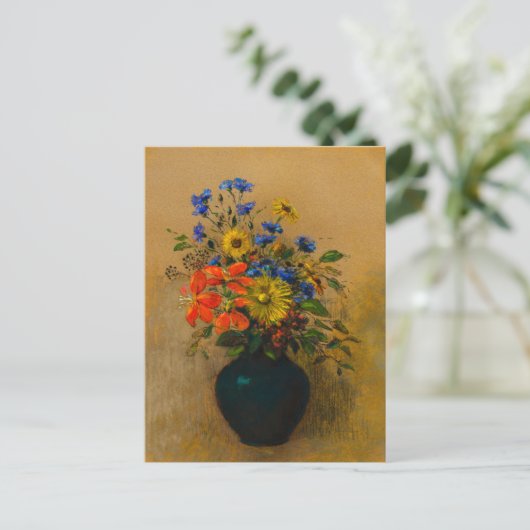Vintage Wildblumen Postkarte (Stehend Vorderseite)