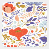 Vintage Wildblumen Quadratischer Aufkleber (Vorderseite)