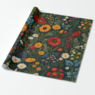Vintage Wildblumen Red Orange Blue Van Gogh Geschenkpapier