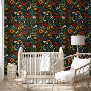Vintage Wildblumen Red Orange Blue Van Gogh Tapete
