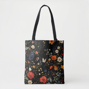 Vintage-Wildblumen-Schmetterling-Blumendesign Tasche