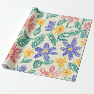 Vintage-Wildblumen-Skizze (1) Geschenkpapier