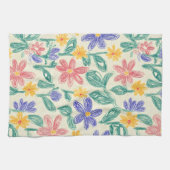 Vintage-Wildblumen-Skizze (1) Geschirrtuch (Horizontal)