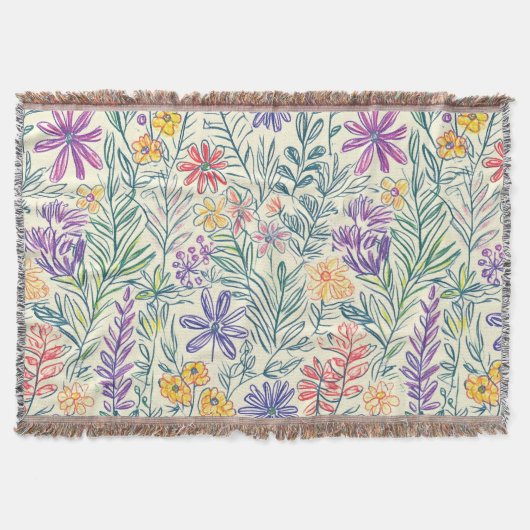 Vintage-Wildblumen-Skizze (2) Decke (Vorderseite)