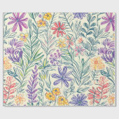 Vintage-Wildblumen-Skizze (2) Geschenkpapier (Flach)