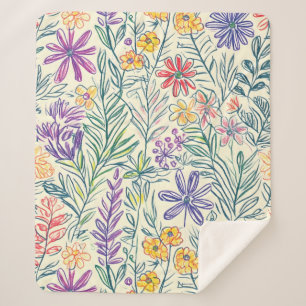 Vintage-Wildblumen-Skizze (2) Sherpadecke