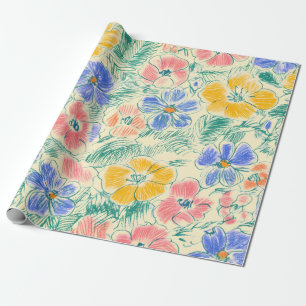 Vintage-Wildblumen-Skizze (3) Geschenkpapier