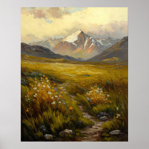 Vintage Wildblumen und Berge Fine Art Poster