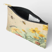 Vintage Wildblumen und Bienen kosmetisch oder Zubehörtasche (Offen)