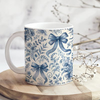 Vintage Wildblumen und Bows in Blau und Weiß