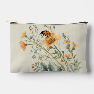 Vintage Wildblumen und Marienkäfer Botanischer Was Zubehörtasche